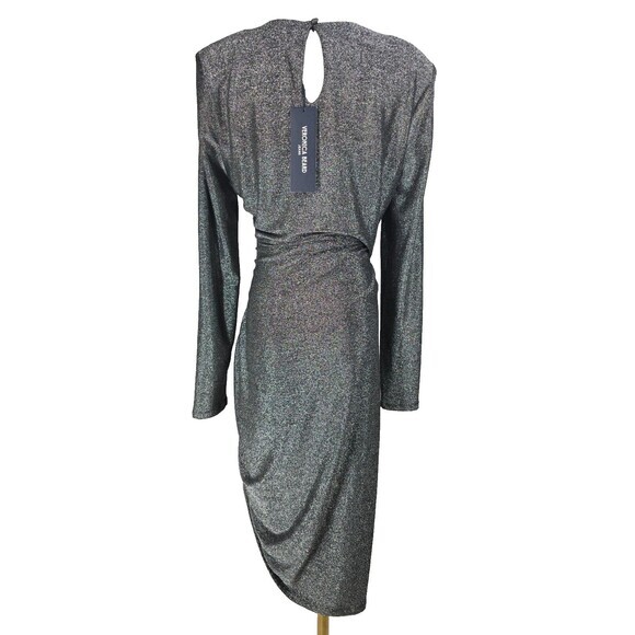 NWT Veronica Beard Cyrus Metallic Long Sleeve Ruched Mini Dress Gunmetal‎ Medium - Picture 7 of 12